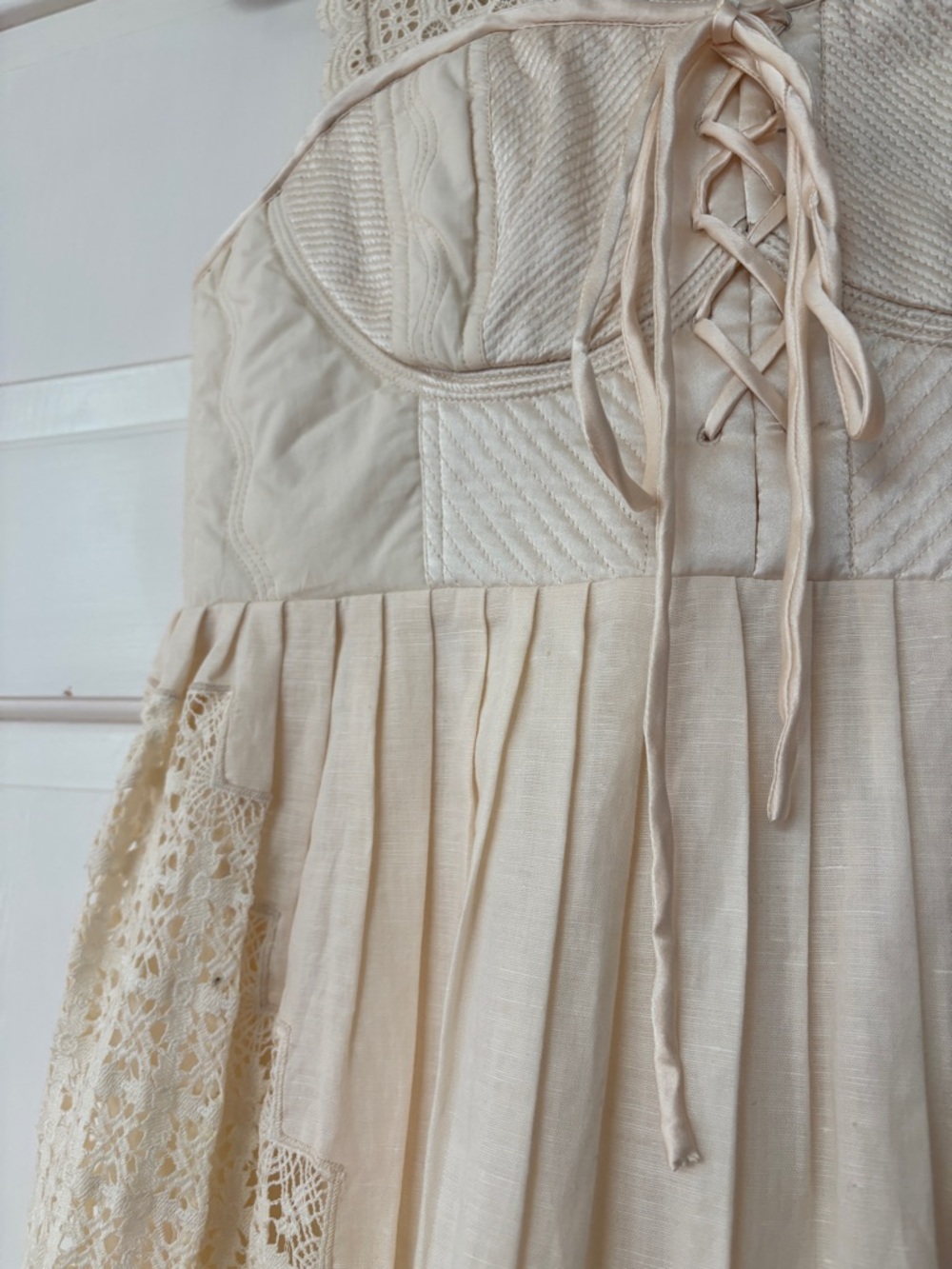 Ulla Johnson Sabrina Dress Crochet Silk Mini Dress Size 6 Medium‎ Lace Up Adjust - Picture 10 of 16